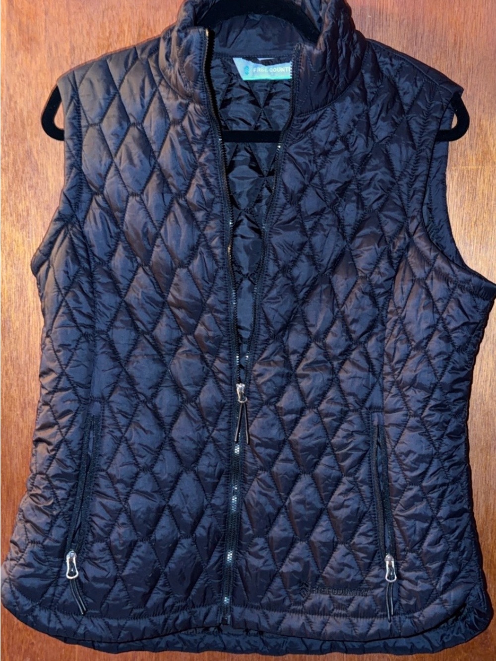 Free country Quilted Black Women's Vest - Lightweight Zip Front